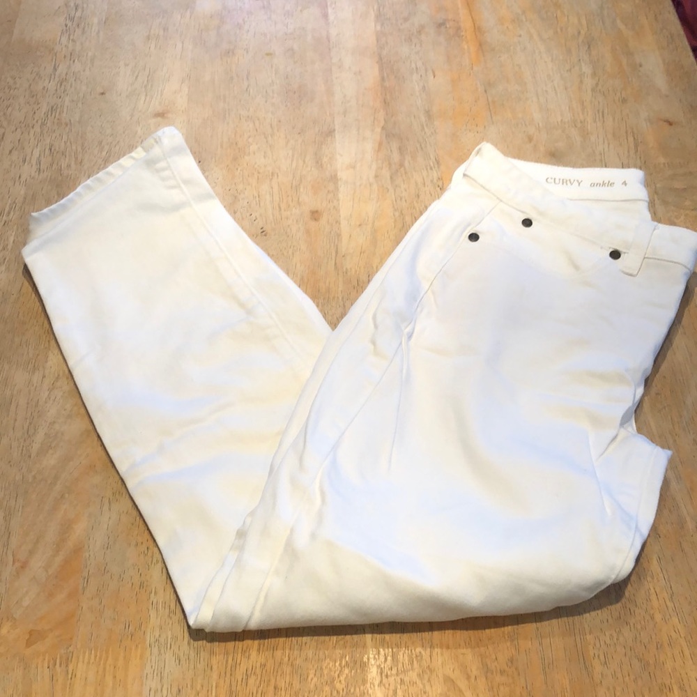 Talbots slim ankle CURVY white denim jeans NWOT